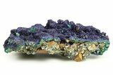 Sparkling Azurite Crystals on Fibrous Malachite - China #274672-1